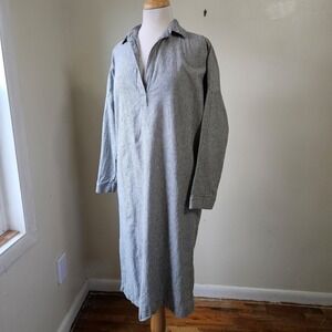 It Is‎ Well LA Striped Long Sleeve Collared Shirt Dress Cotton Hemp Size S